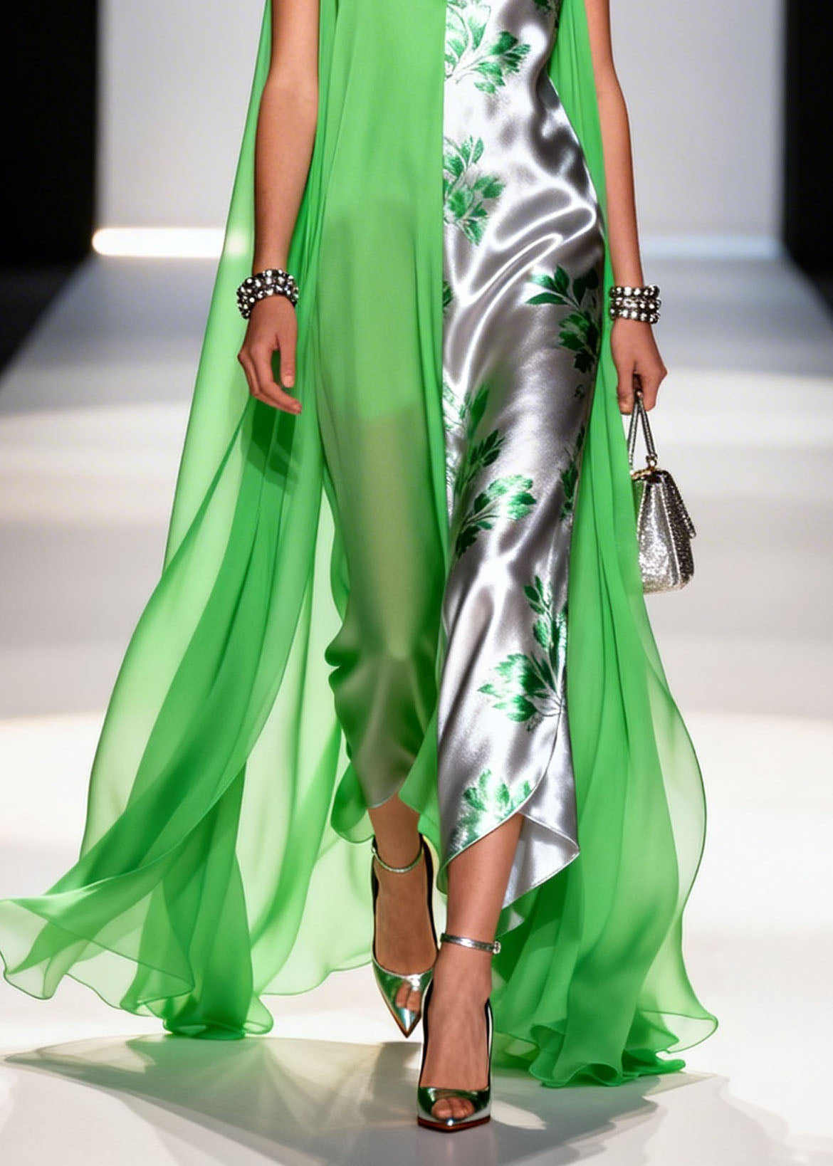 Beautiful Colorblock V Neck Patchwork Chiffon Dress Sleeveless