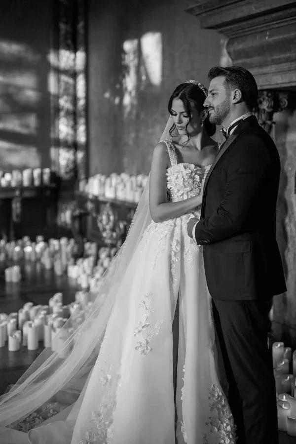 Beautiful Long A-line Split Front Sleeveless Wedding Dresses with Lace (ZD15645) - View 4 | VelvetHem