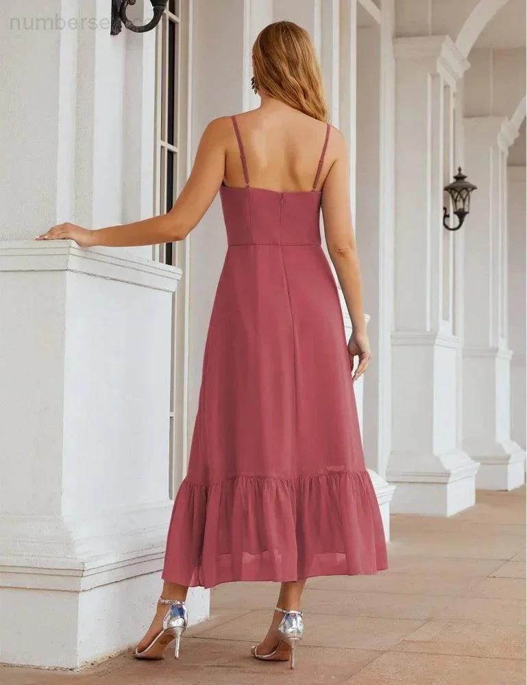 ZapDress  Spaghetti Strap Chiffon Bridesmaid Dress Ankle Length Formal A Line Cocktail Party Homecoming Dress for Juniors (ZD16949)
