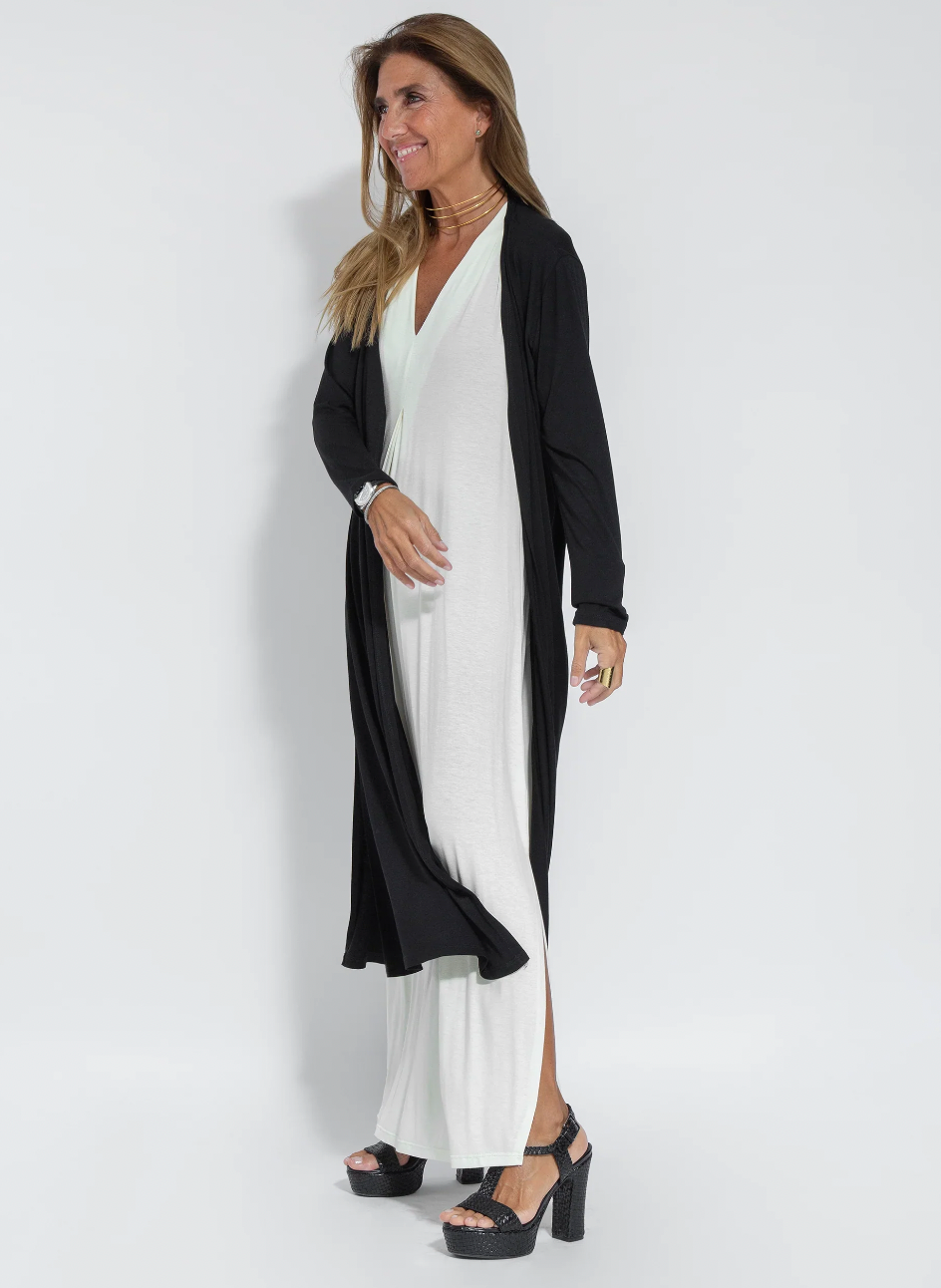 Ana Exclusive Maria Set of Long Slimming Dress and Vest Elevated Occasion Wear