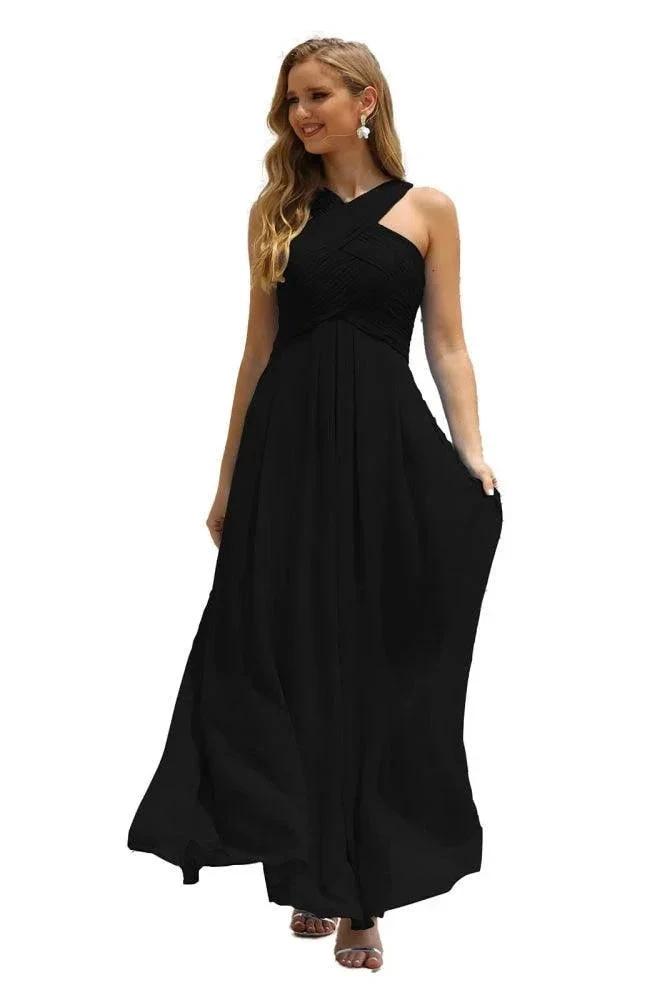 Numbersea Women Halter Chiffon Bridesmaid Dress A-line Long Formal Prom Gown SEA28015 by numbersea