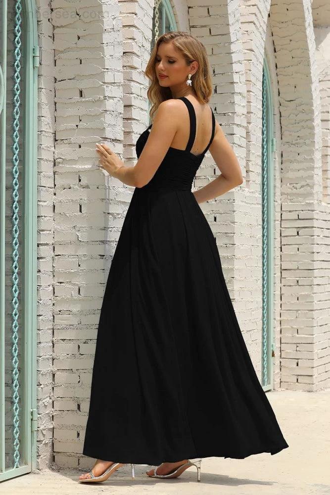 ZapDress Women Halter Chiffon Bridesmaid Dress A-line Long Formal Prom Gown (ZD17050)