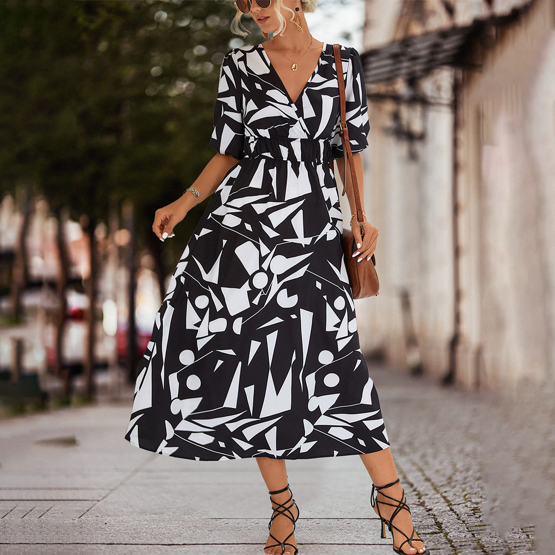 Oxana Casual Midi Dress with a V-neck for Women Versatile Daily Pick