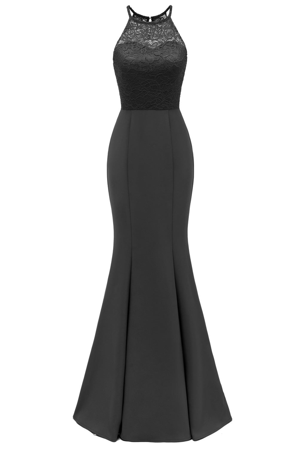 Black Lace Mermaid Long Prom Dress - Fashionpara