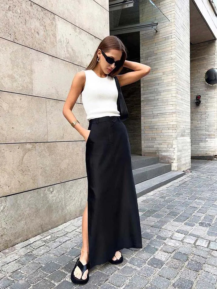 Loose Black Long Skirts ALine Elegant Summer Skirt