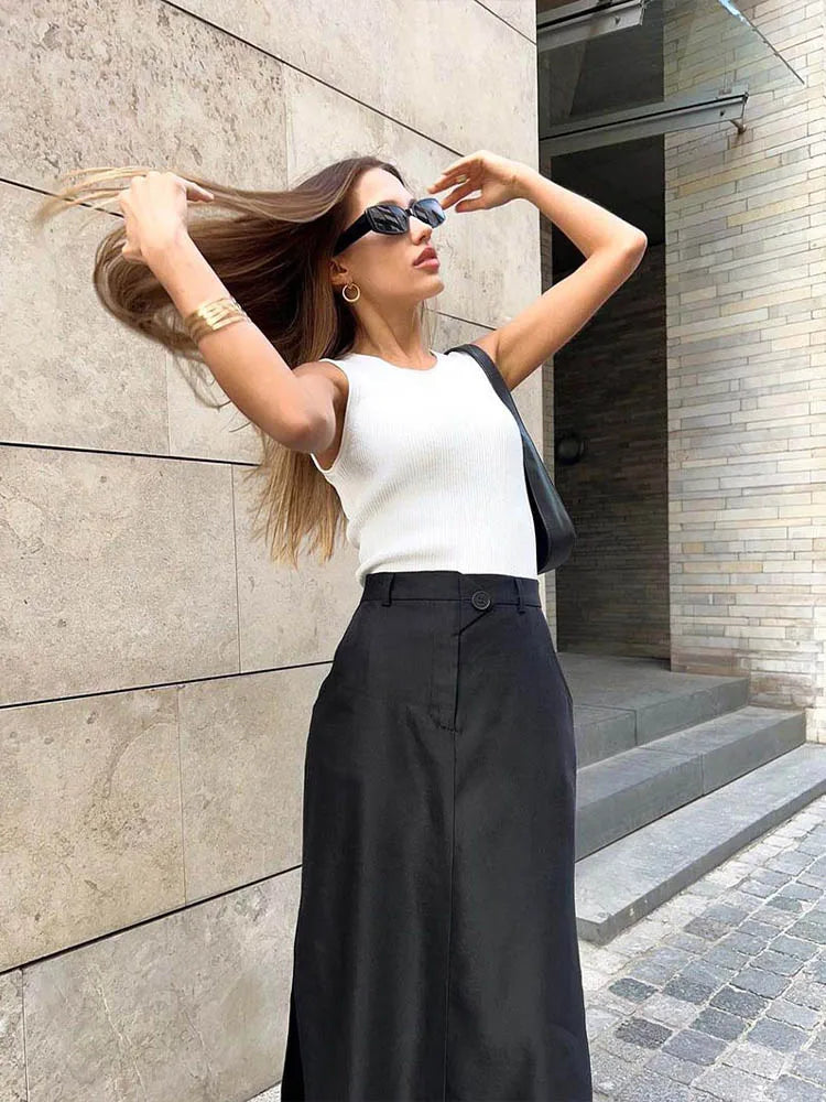 Loose Black Long Skirts ALine Elegant Summer Skirt