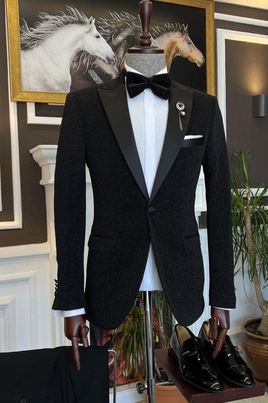 Black Peaked Lapel 2 Piece Men's Prom Suit