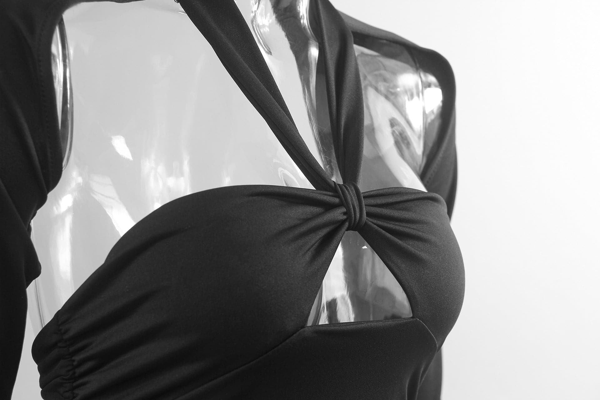 Black Vneck Cutout Night Culb Dress