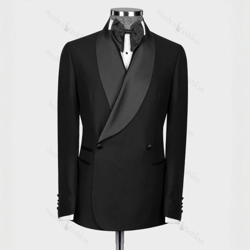 Black Shawl Lapel Double Breasted Wedding Suit