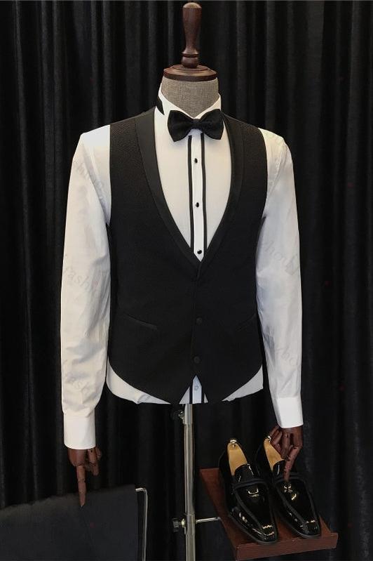 Black Three Piece Shawl Lapel Wedding Suit