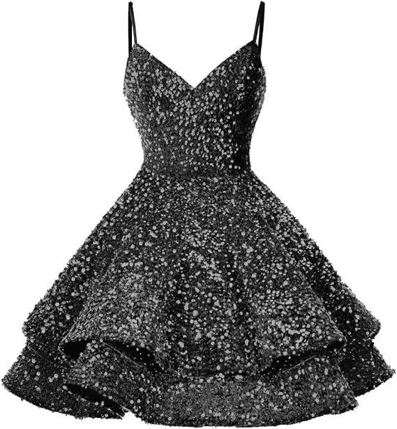 Sequin Homecoming Dresses for Teens Sparkly Short Prom Dresses SYH87 by vivymakudress