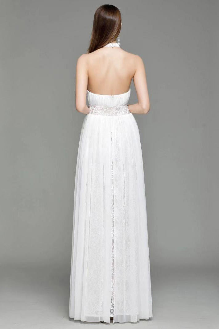 Black Halter Backless Prom Gown Evening Dress - Fashionpara