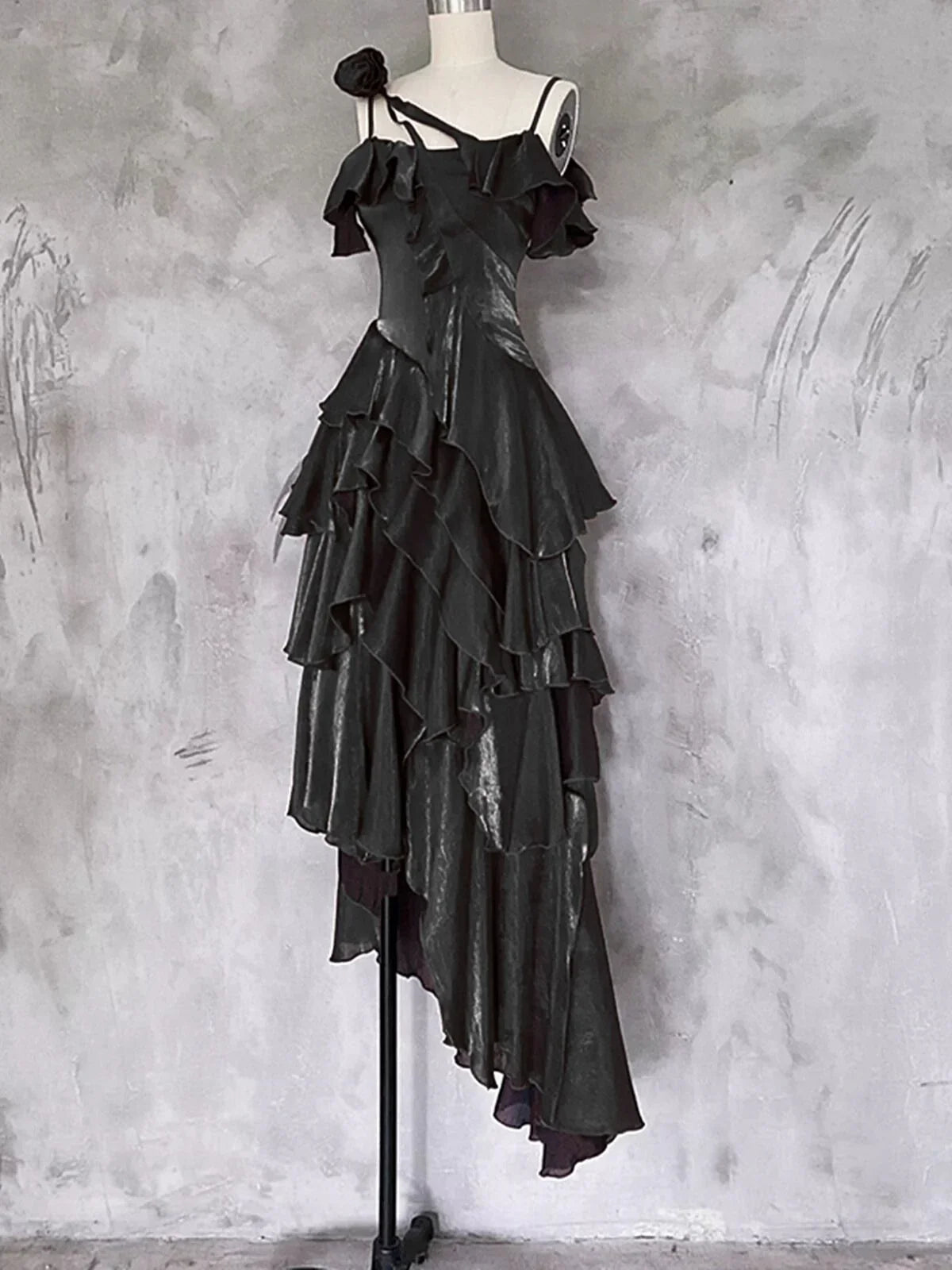Black High-Low Party Dress Prom Dress Black Chic Formal Dress