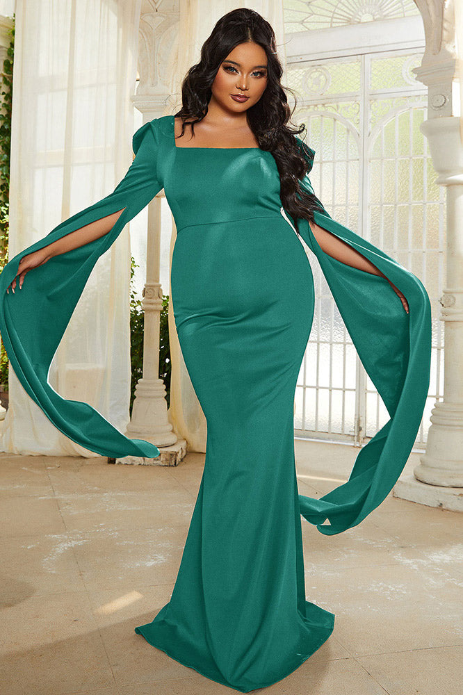 Black Long Sleeve Plus Size Prom Gown Evening Dress - Fashionpara