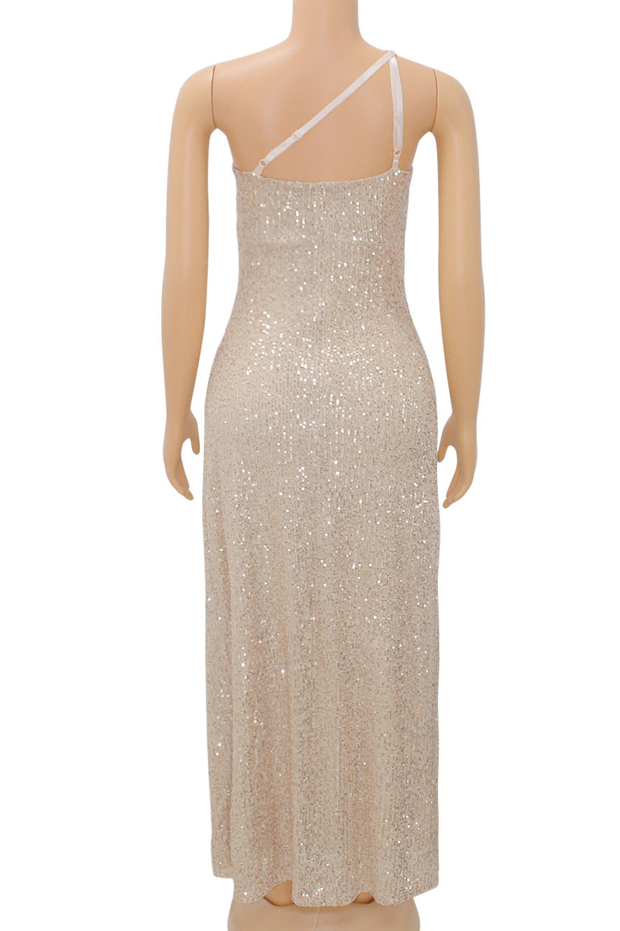 Black One Shoulder High Split Evening Prom Dress - Fashionpara