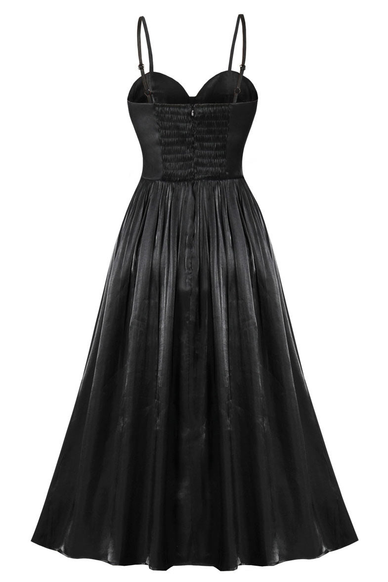 Black Spaghetti Straps A-Line Prom Gown Evening Dress - Fashionpara