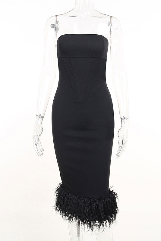 Black Strapless Bodycon Cocktail Party Dresses - Fashionpara