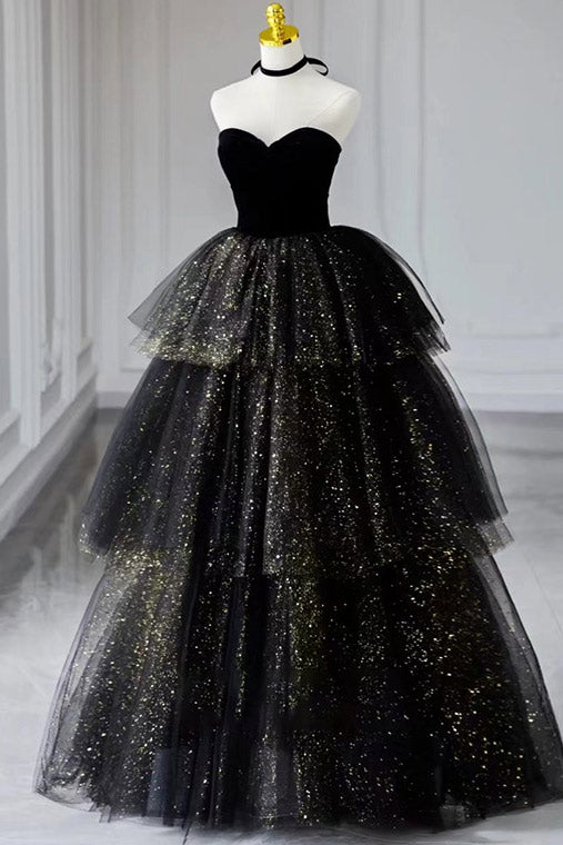 Black Strapless Sweetheart Ball Gown Prom Dress - Fashionpara