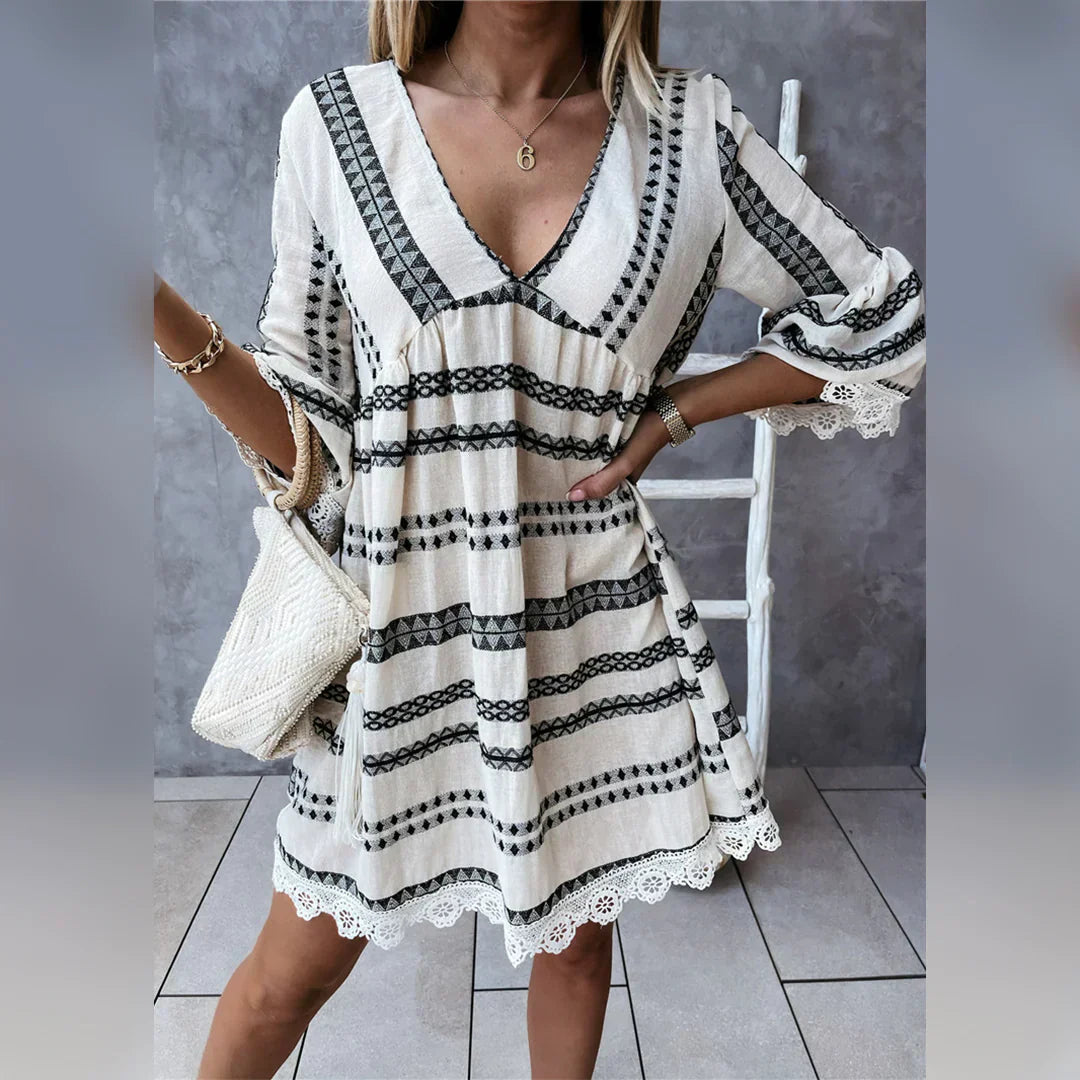 Francisca Chic Summer Dress with Flared Sleeves Elevated Occasion Wear