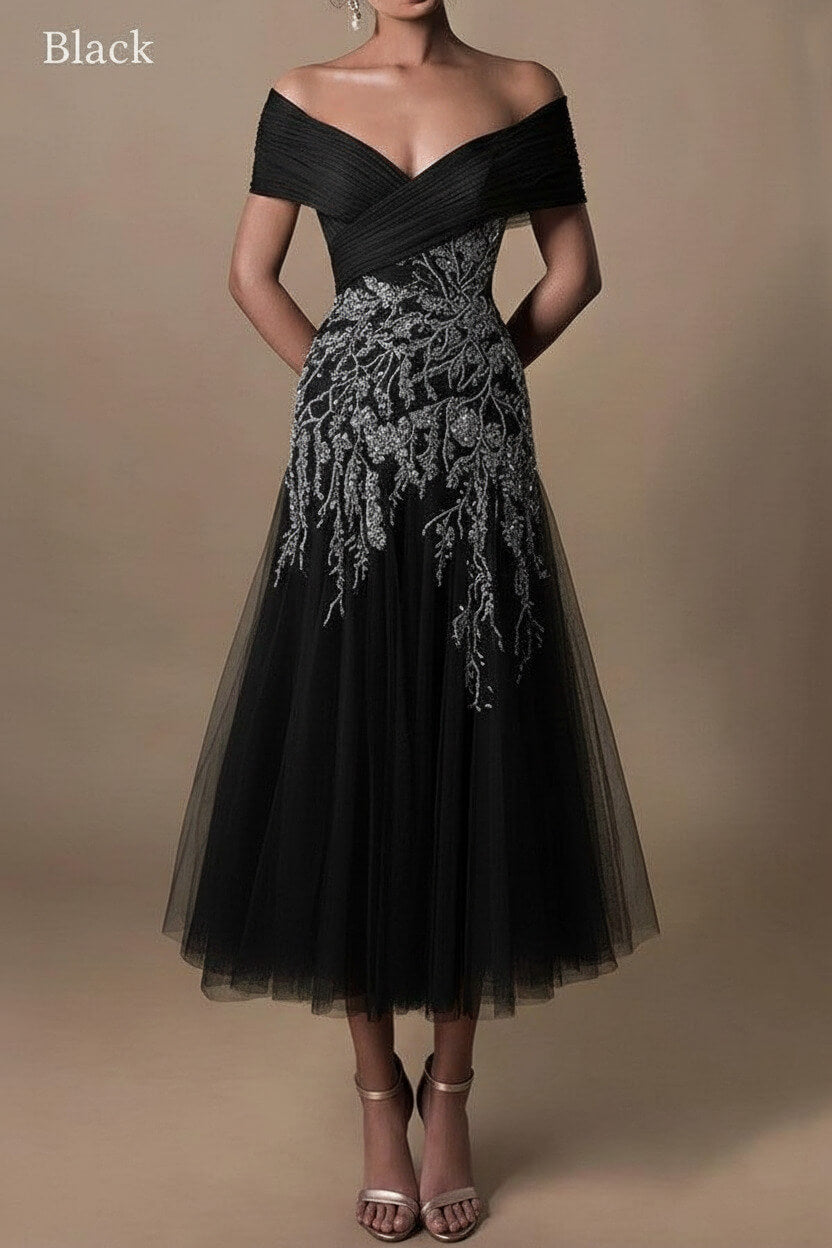 Gorgeous Short Long Off-the-Shoulder Beadings Beach Bridal Dress With Lace