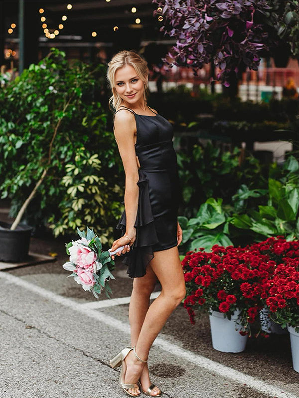 Tight Short Homecoming Dress with Ruffles Train
