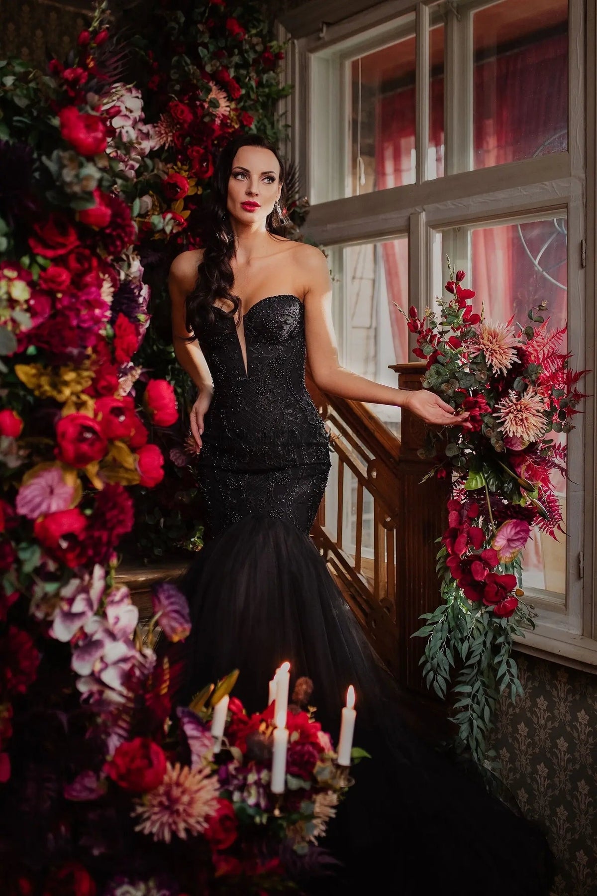 Black Luxury Gothic Sequin Ballgown Tulle Wedding Dress ZP030 - View 3 | VelvetHem