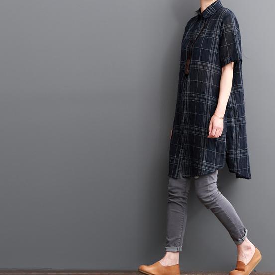 Black grid cotton shirt dress summer dresses sundress