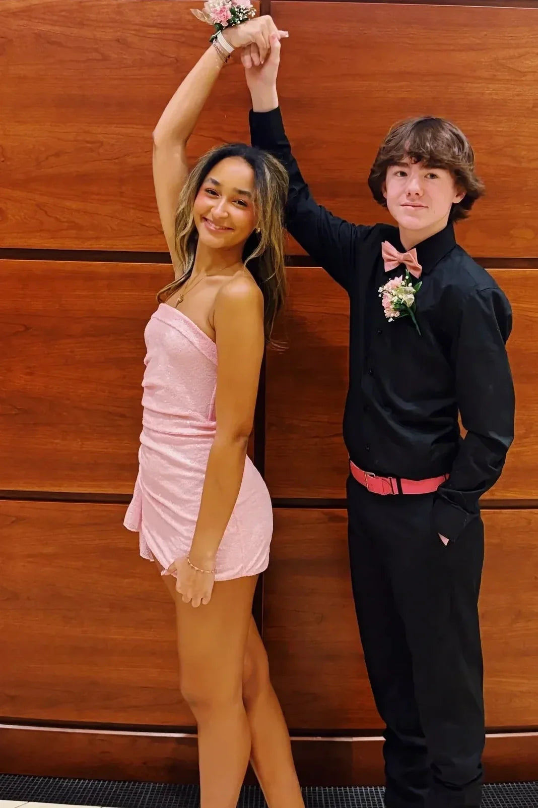Bling Sheath Strapless Pink Sequins Short Homecoming Dress with Ruffles