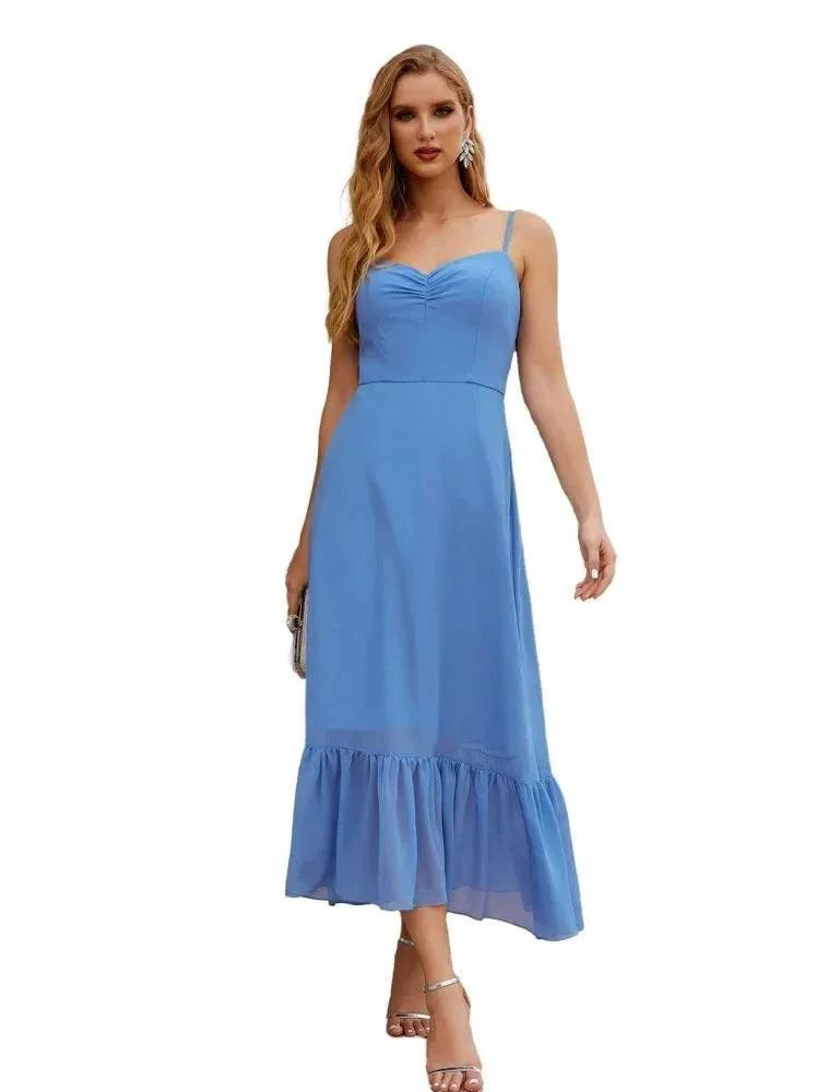 Numbersea Spaghetti Strap Chiffon Bridesmaid Dress Ankle Length Formal A Line Cocktail Party Homecoming Dress for Juniors SEA28028 by numbersea