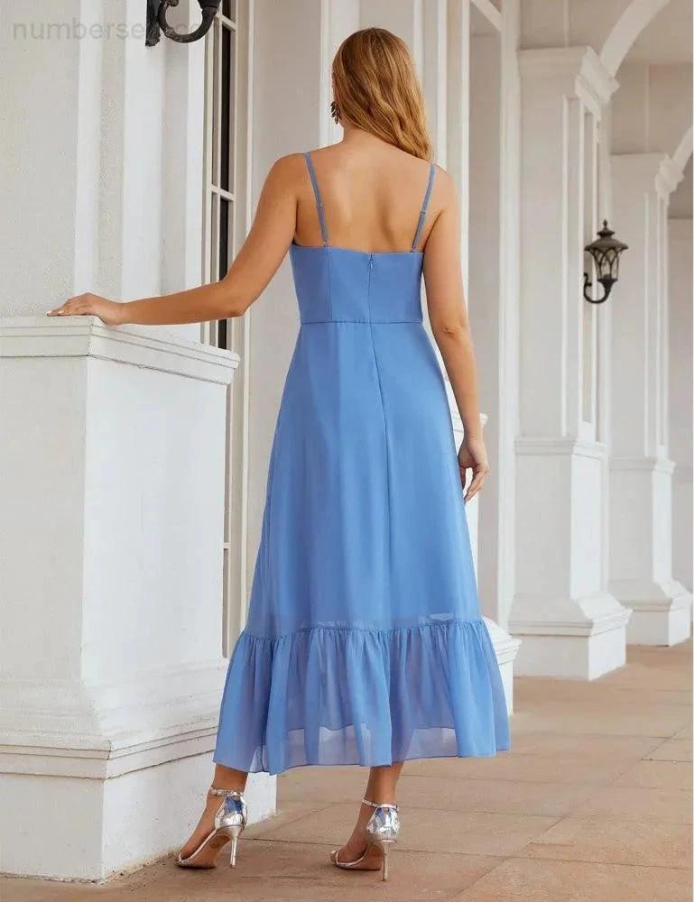 ZapDress  Spaghetti Strap Chiffon Bridesmaid Dress Ankle Length Formal A Line Cocktail Party Homecoming Dress for Juniors (ZD16949)