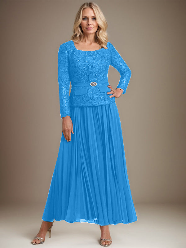 A-line Square Ankle-Length Chiffon Mother of the Bride Dress With Pleated - View 4 | FashionDia