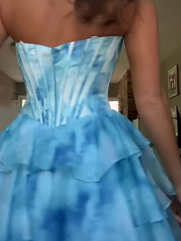 Sweetheart Strapless A-Line Beaded Floral Homecoming Dress - View 6 | FashionDia