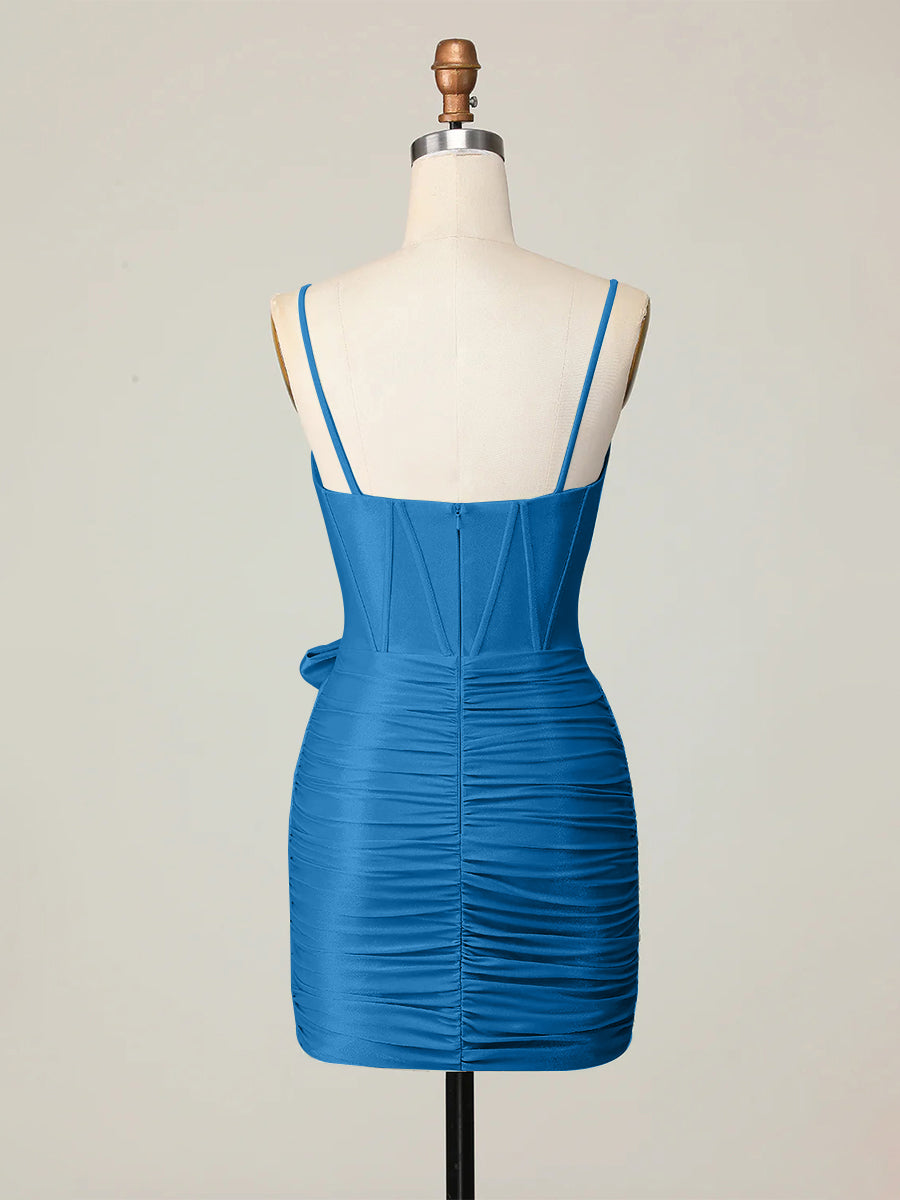 Corset Ruched Tight Short Homecoming Dress with Bow