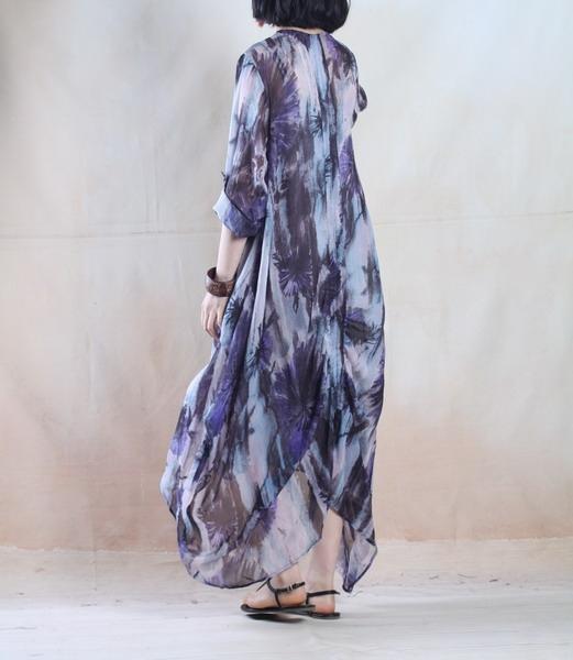 purple elegant floral maxi sundress long summer dress oversize holiday dress gown
