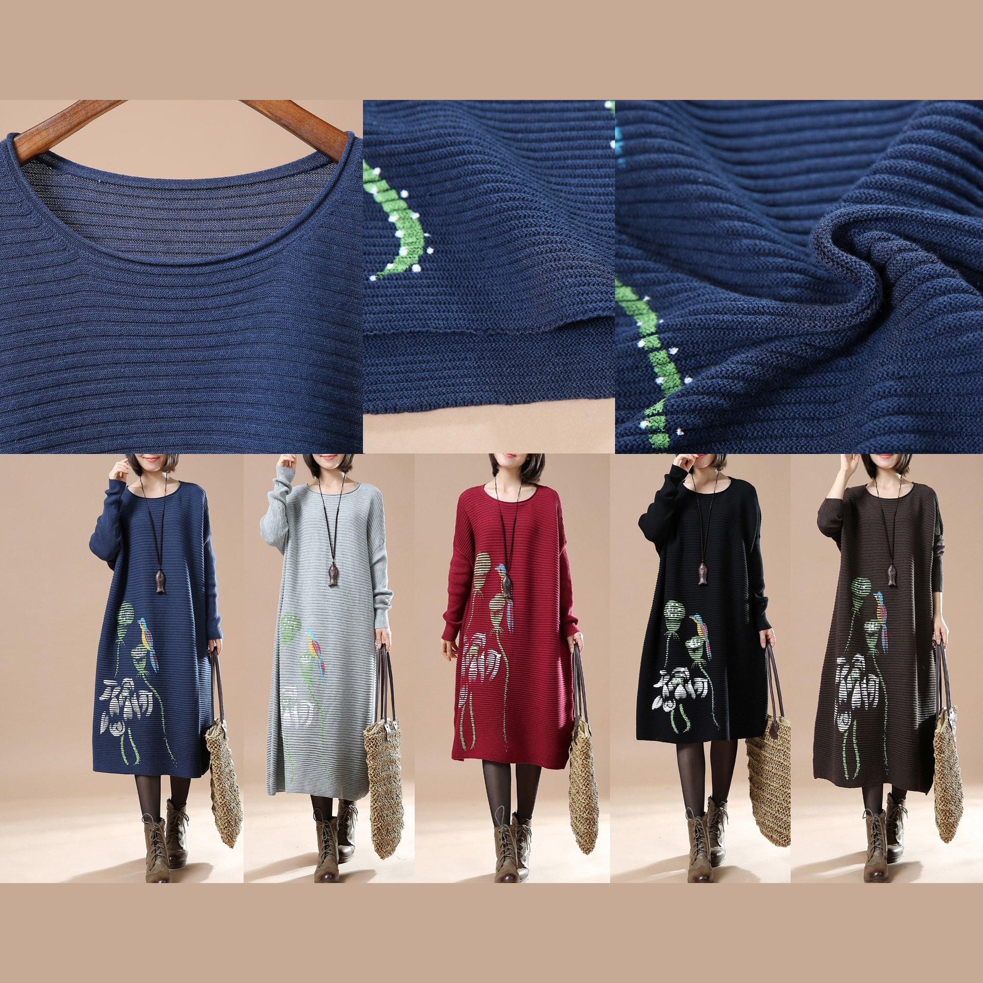 Blue plus size knit dresses oversize sweater