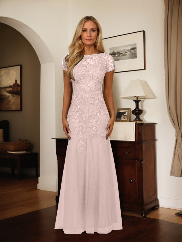 Dark Navy Mermaid Scoop Sequins Tulle Dress