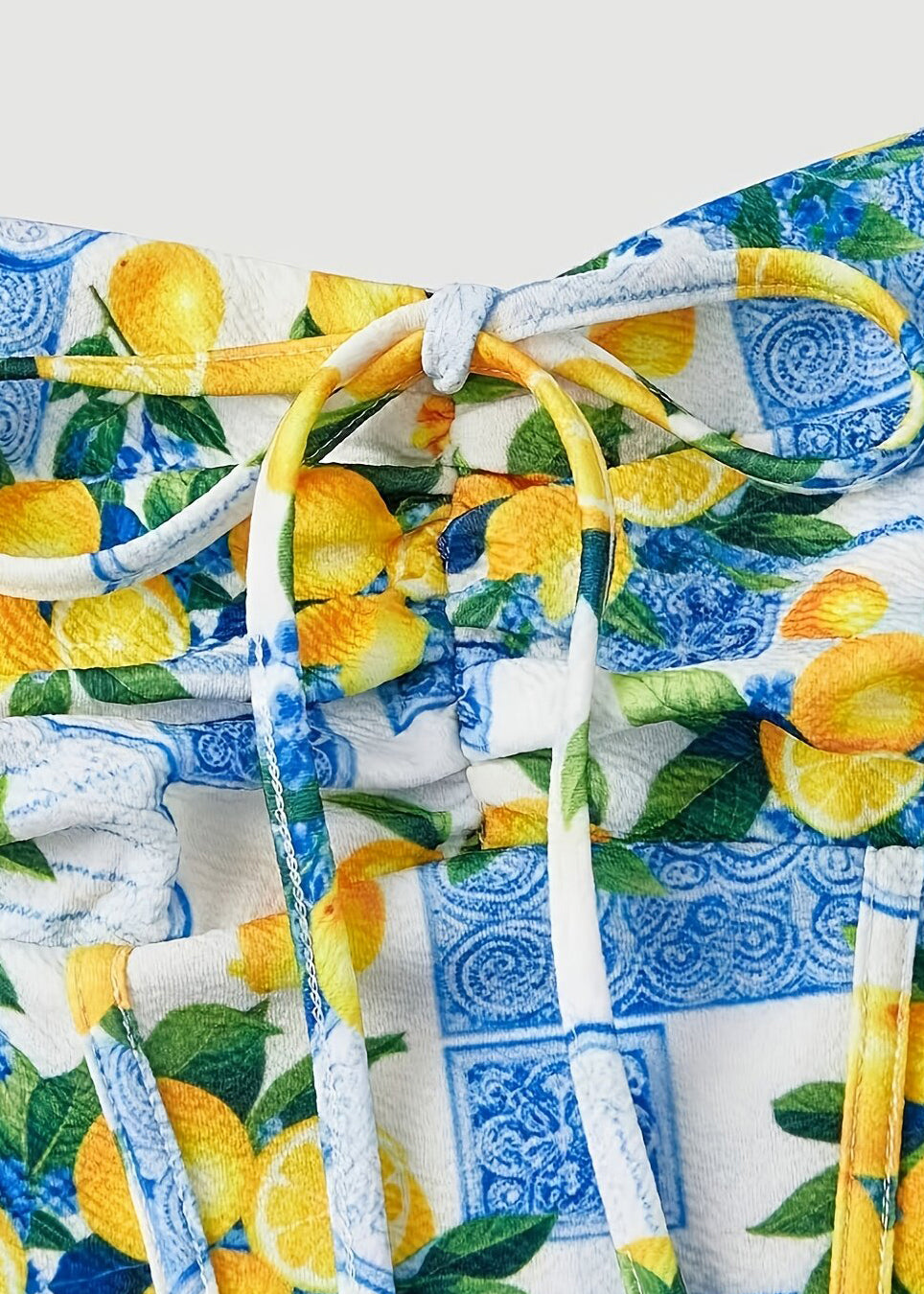 Bohemian Blue Print Cotton Mini Dress Summer