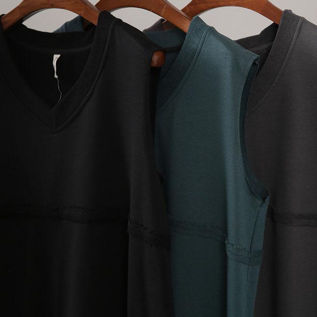 Bohemian gray tunics for women v neck patchwork Maxi Dress