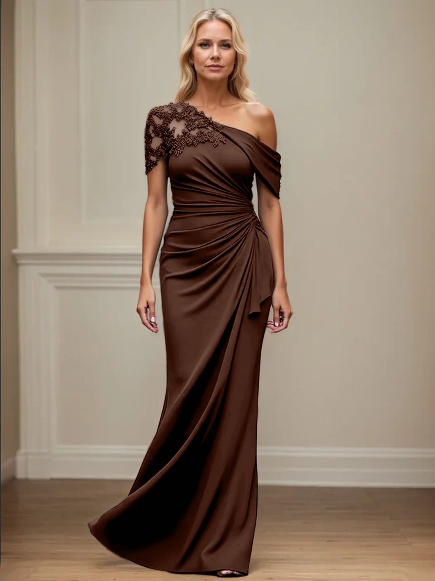 Trumpet/Mermaid Asymmetrical Mother of the Bride Dress with Appliques
