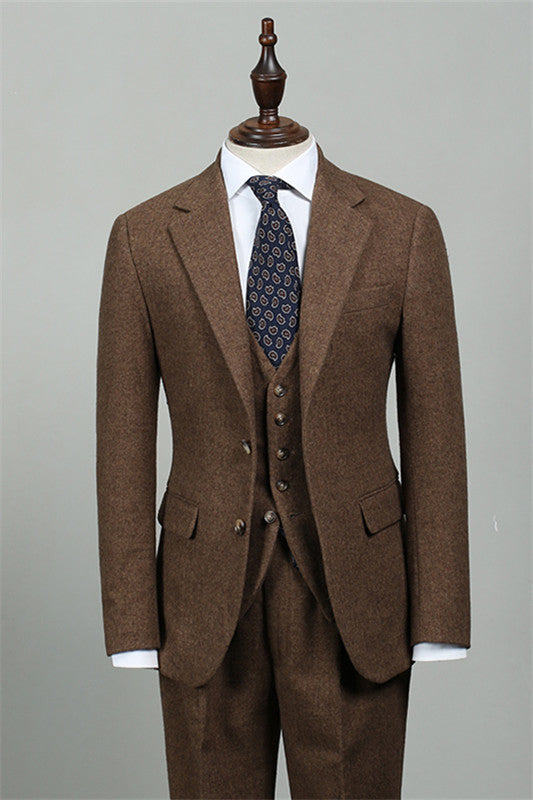 Brown Three Piece Business Suit