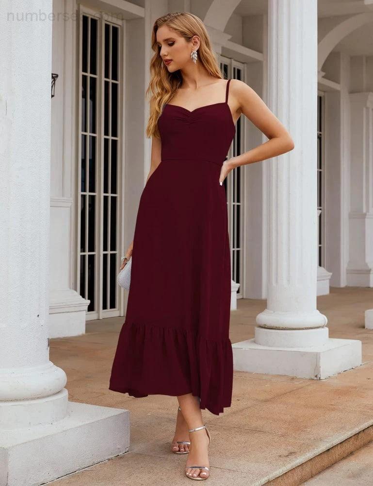 ZapDress  Spaghetti Strap Chiffon Bridesmaid Dress Ankle Length Formal A Line Cocktail Party Homecoming Dress for Juniors (ZD16949)