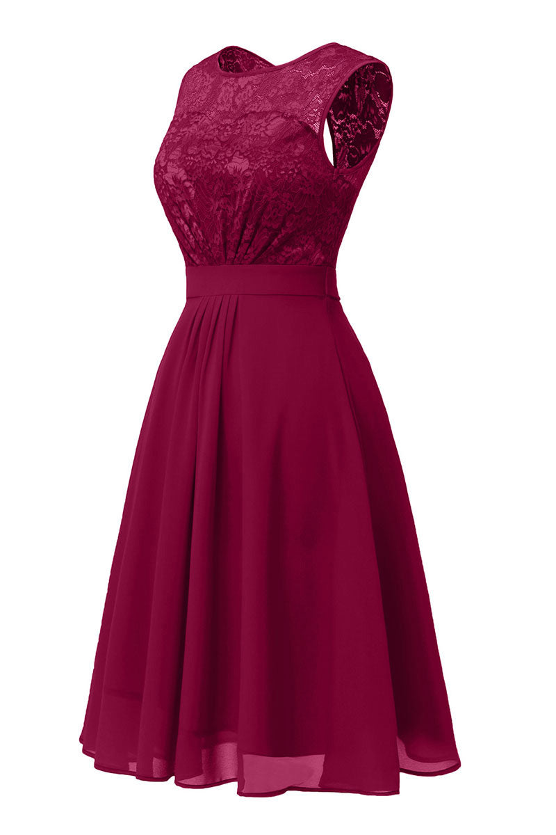 Dark Navy A-line Lace Homecoming Dress - Fashionpara