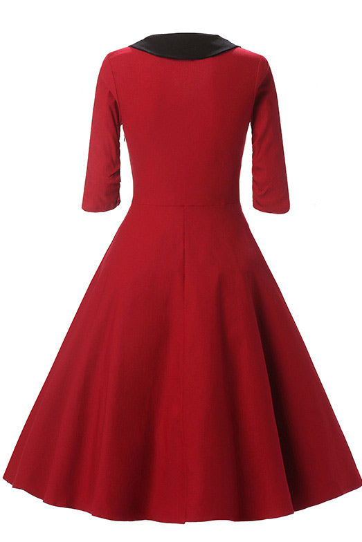 Burgundy Fit And Flare Prom Dress With Sleeves - Fashionpara