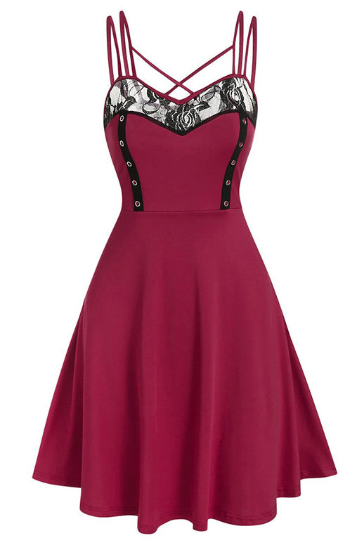 Burgundy A-Line Sleeveless Homecoming Dress - Fashionpara