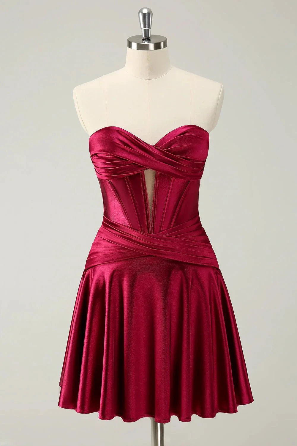 Cute Fuchsia A Line Sweetheart Criss Cross Corset Homecoming Dress with Ruffles by WEDTREND