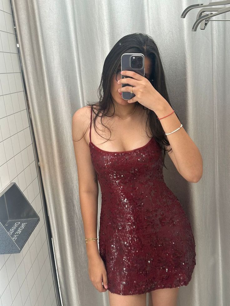 Burgundy Sequin Sheath Homecoming Dress Short Birthday Dress