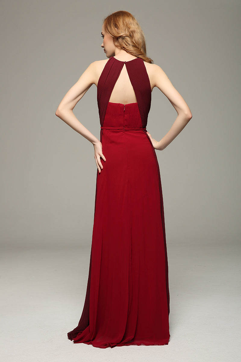 Burgundy Two Tone Prom Dress Evening Gown - Fashionpara