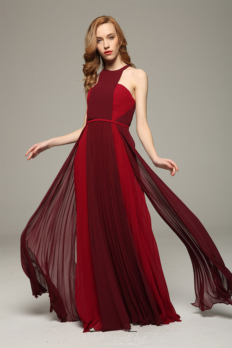 Burgundy Two Tone Prom Dress Evening Gown - Fashionpara