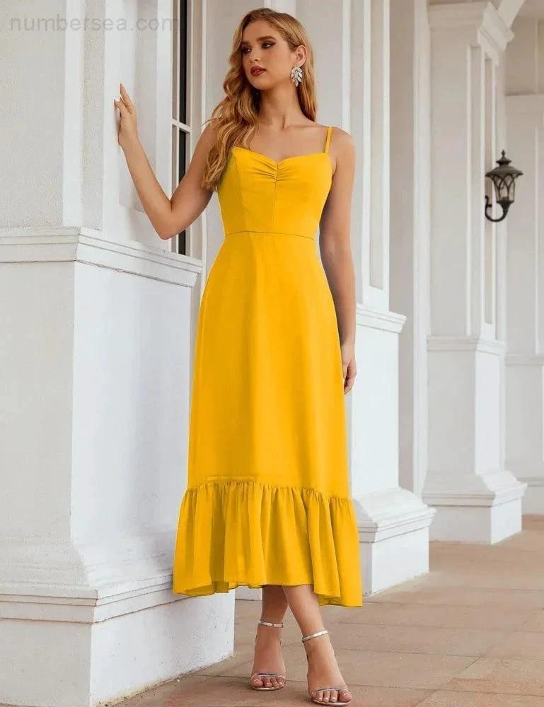 ZapDress  Spaghetti Strap Chiffon Bridesmaid Dress Ankle Length Formal A Line Cocktail Party Homecoming Dress for Juniors (ZD16949)