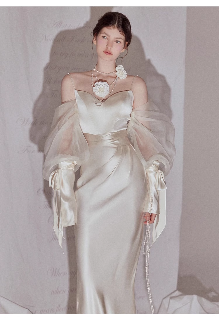 Sexy Mermaid Straps White Long Wedding Dresses
